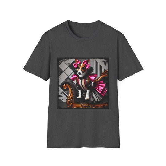 Jack Russell Terrier Pink Rocker design dog lover unisex t-shirt in dark heather