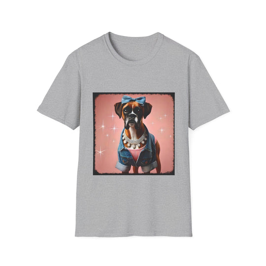 Boxer Denim Darling design dog lover unisex t-shirt in sport grey
