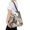 Bichon Frise Tote Bag Jeweled Beauty Dog Lover Gift tote bag in black