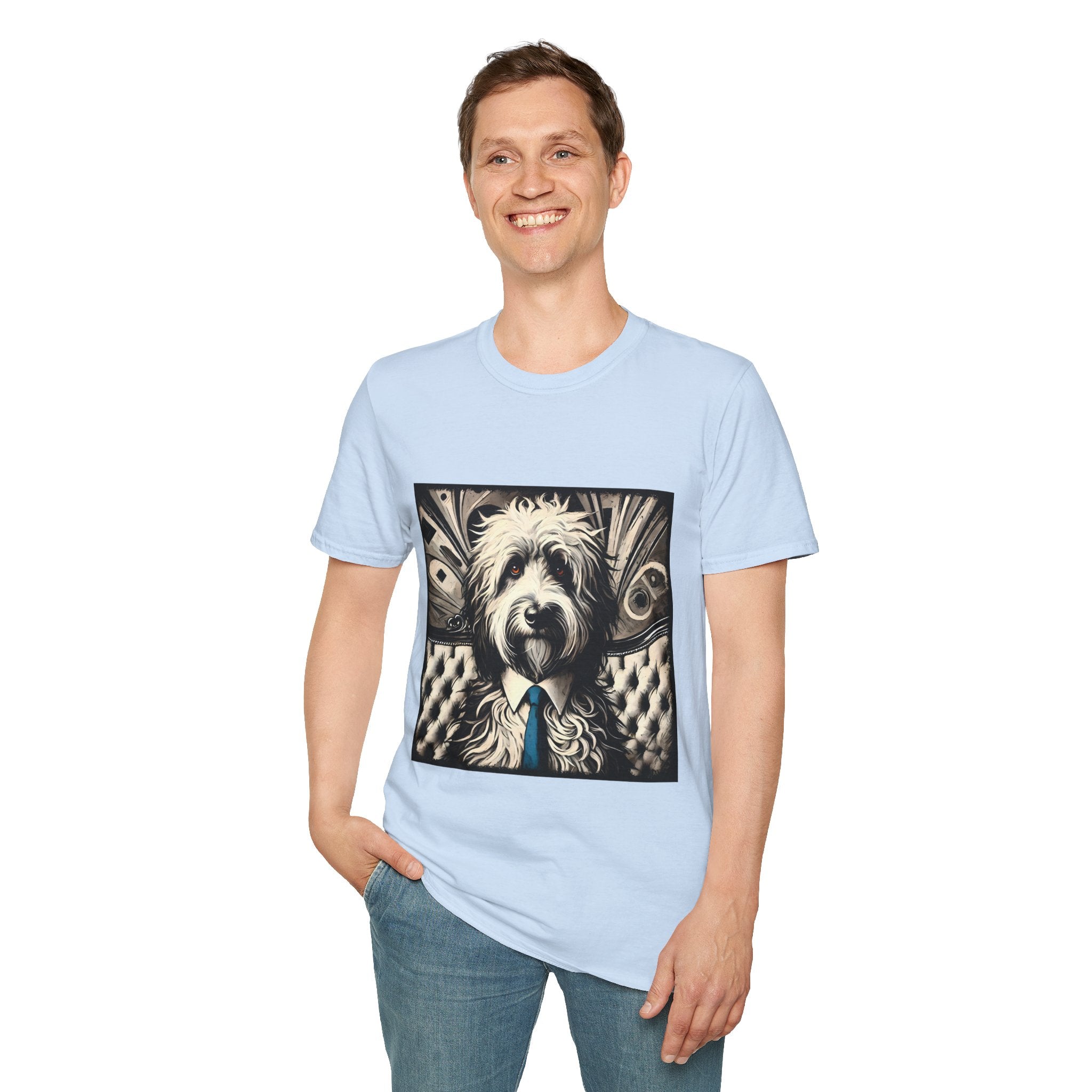 Sheepadoodle B&W Bold Eyes | Unisex Dog T-Shirt
