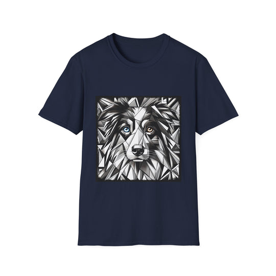 Australian Shepherd Bold Eyes Geometric design dog lover unisex t-shirt in navy