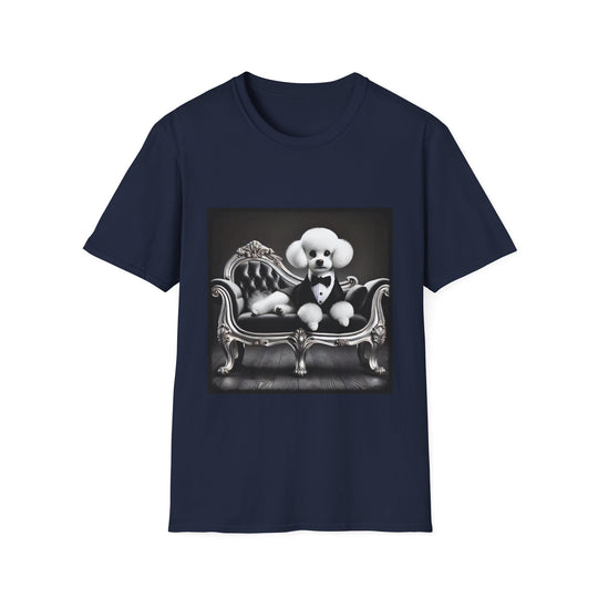 Bichon Frise Tux Luxe design dog lover unisex t-shirt in navy
