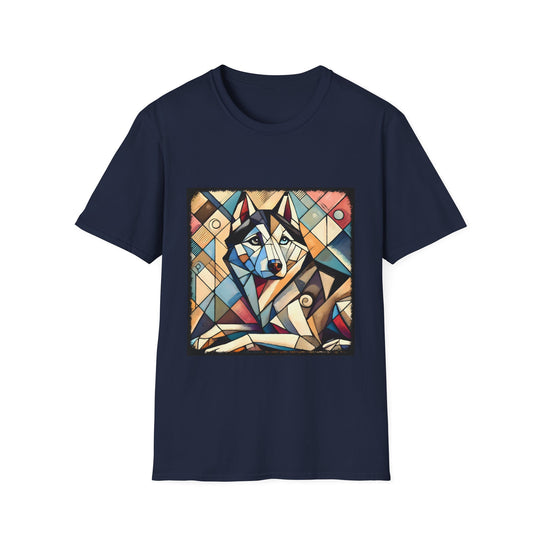 Siberian Husky Glass Geometric design dog lover unisex t-shirt in navy