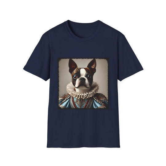 Boston Terrier Bougie Brindle design dog lover unisex t-shirt in navy