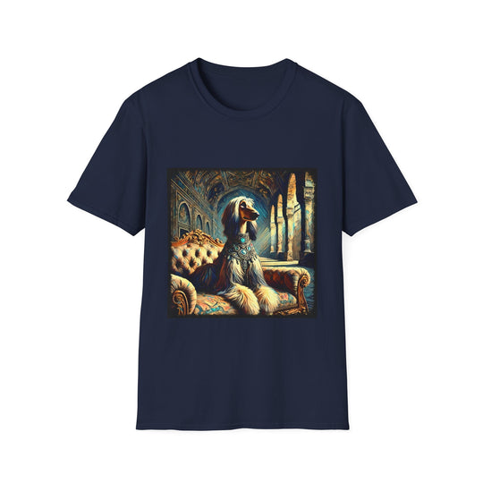 Afghan Hound Royal Princess design dog lover unisex t-shirt in navy