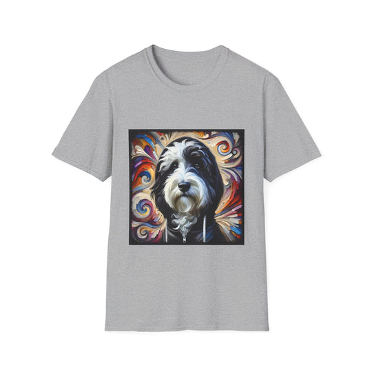 Sheepadoodle Black Hoodie Swirl design dog lover unisex t-shirt in sport grey