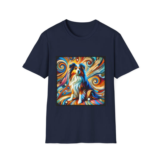 Miniature American Shepherd Vivid Swirl design dog lover unisex t-shirt in navy