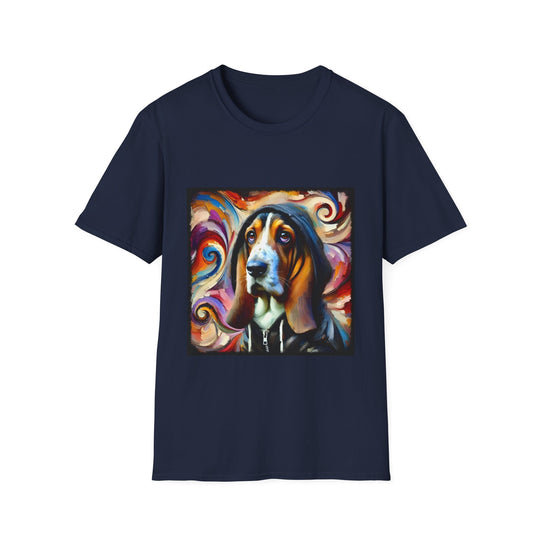 Basset Hound Hoodie Swirl design dog lover unisex t-shirt in navy