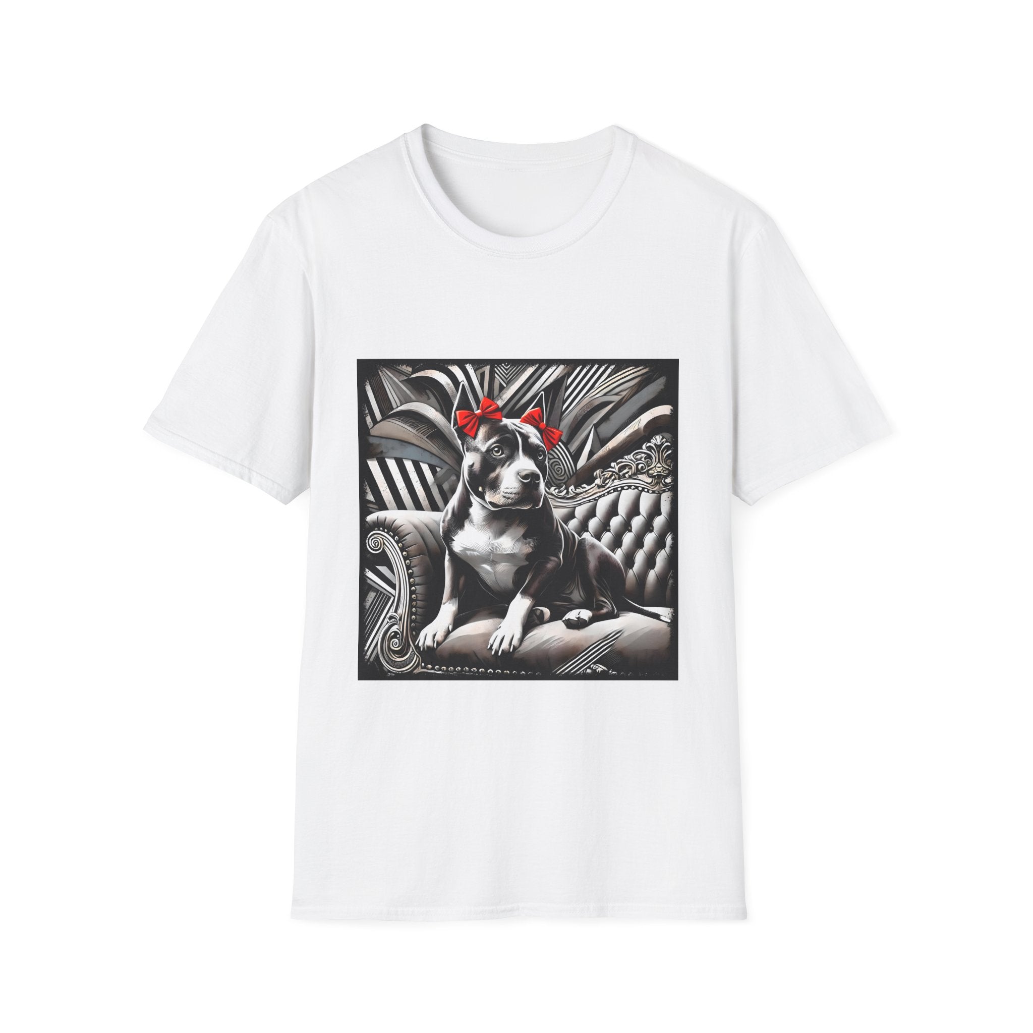 American Pit Bull Terrier Shirt | B&W Red Bow Dog Lover Tee