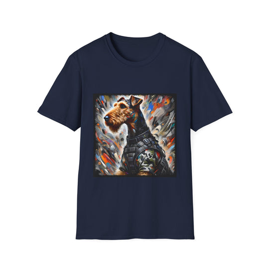 Airedale Terrier Bold Camo Classic design dog lover unisex t-shirt in navy