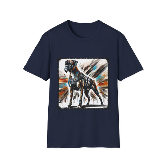 Boxer Bold Armor Classic design dog lover unisex t-shirt in navy