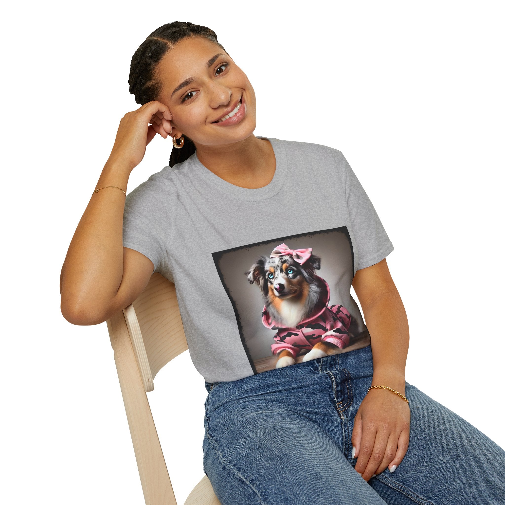 Miniature American Shepherd Pink Camo Cutie | Unisex Dog T-Shirt