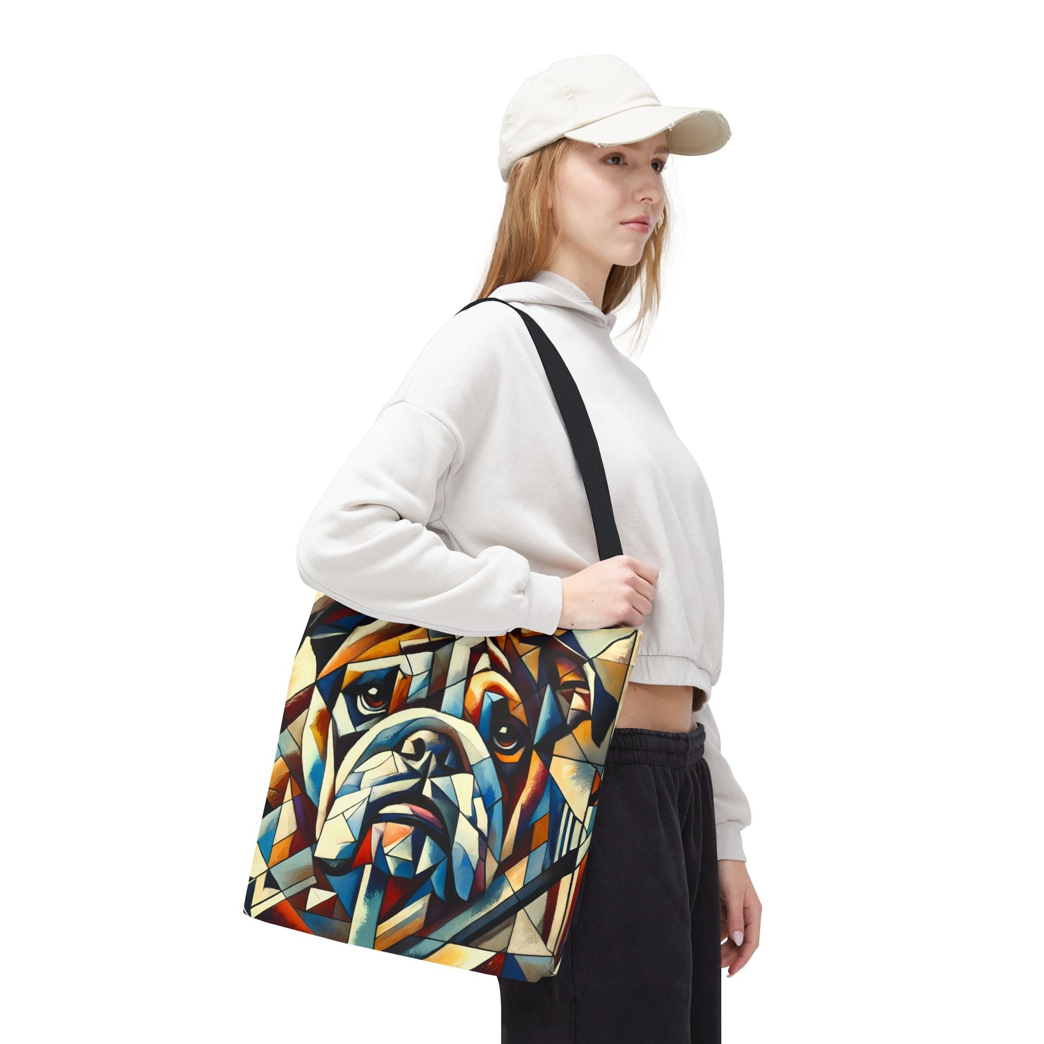 Bulldog Tote Bag | Warm Geometric Dog Lover Gift