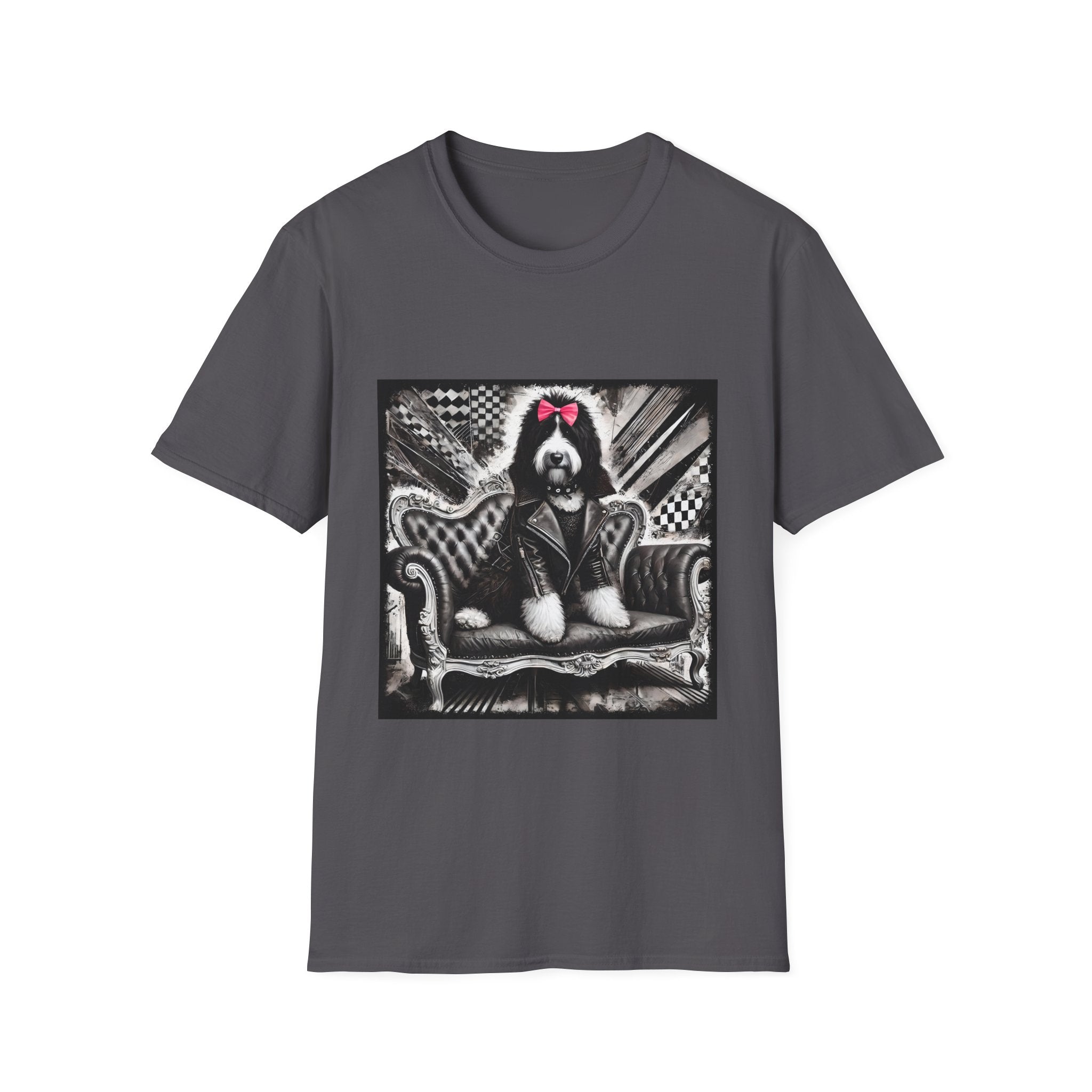 Bernedoodle B&W Pink Bow | Unisex Dog T-Shirt