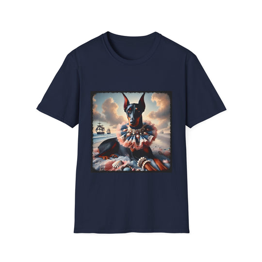 Doberman Pinscher Sand Siren design dog lover unisex t-shirt in navy