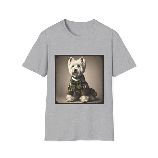 West Highland White Terrier Camo Cutie design dog lover unisex t-shirt in sport grey