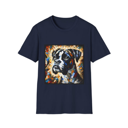 Boxer Pixel Classic design dog lover unisex t-shirt in navy