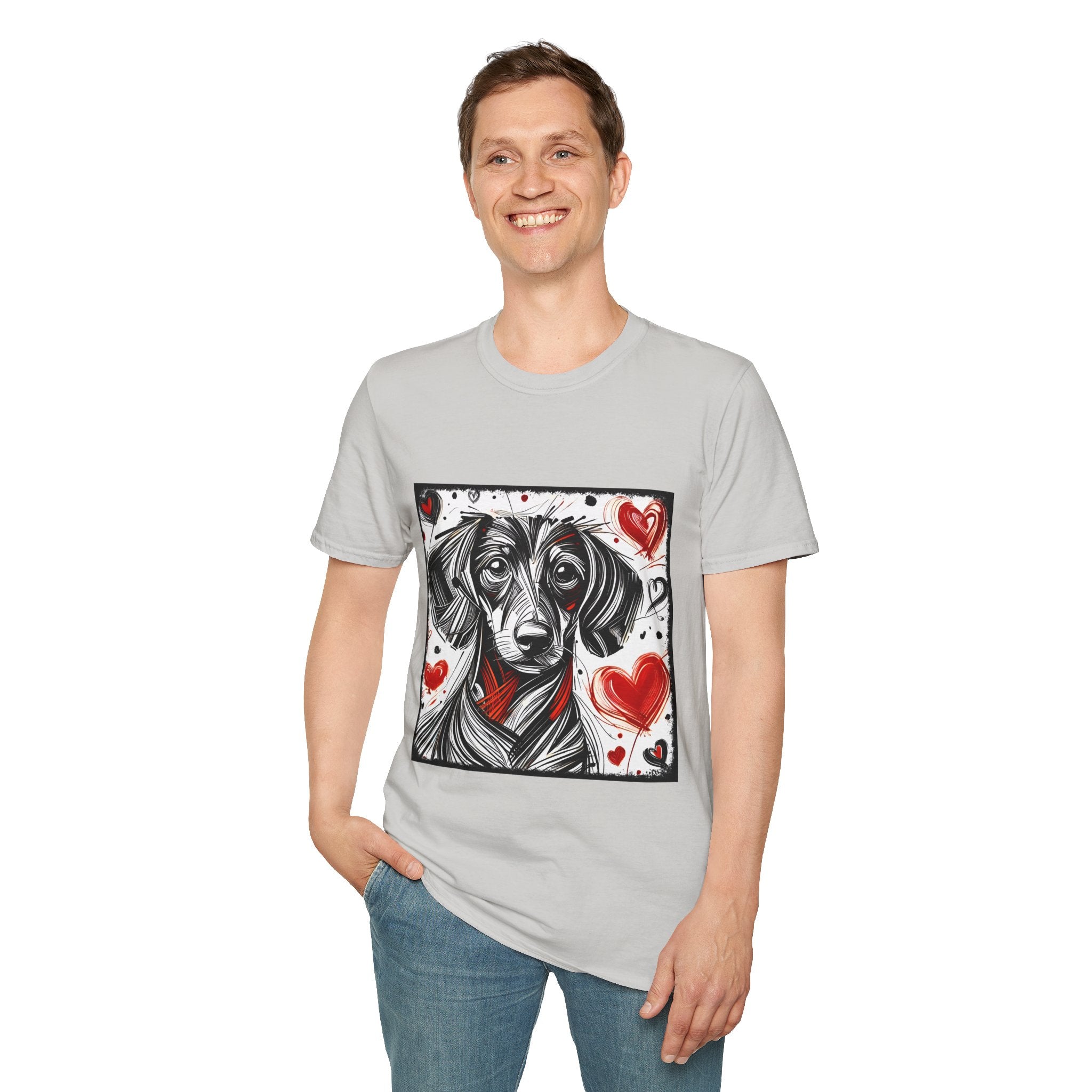 Dachshund Bold Heart Sketch | Unisex Dog T-Shirt
