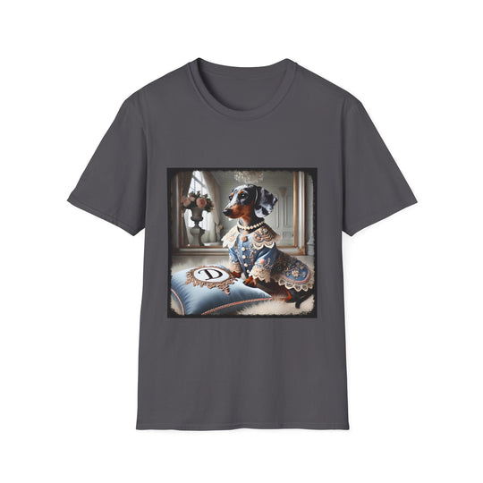 Dachshund Glamour Chic design dog lover unisex t-shirt in charcoal