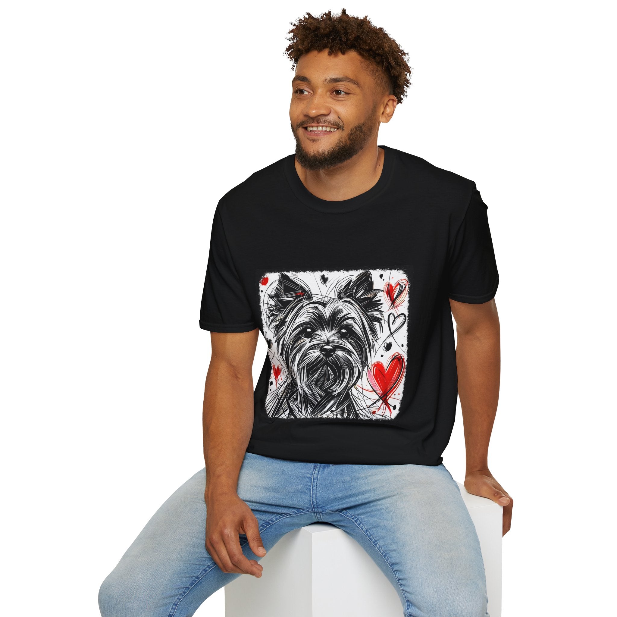Yorkshire Terrier Bold Heart Sketch | Unisex Dog T-Shirt