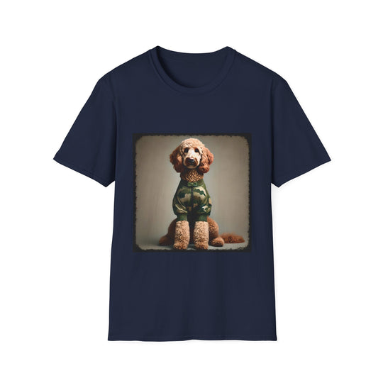 Labradoodle Camo Cutie design dog lover unisex t-shirt in navy
