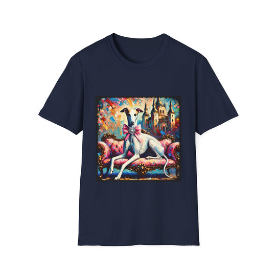 Greyhound Diamond Princess Classic II design dog lover unisex t-shirt in navy