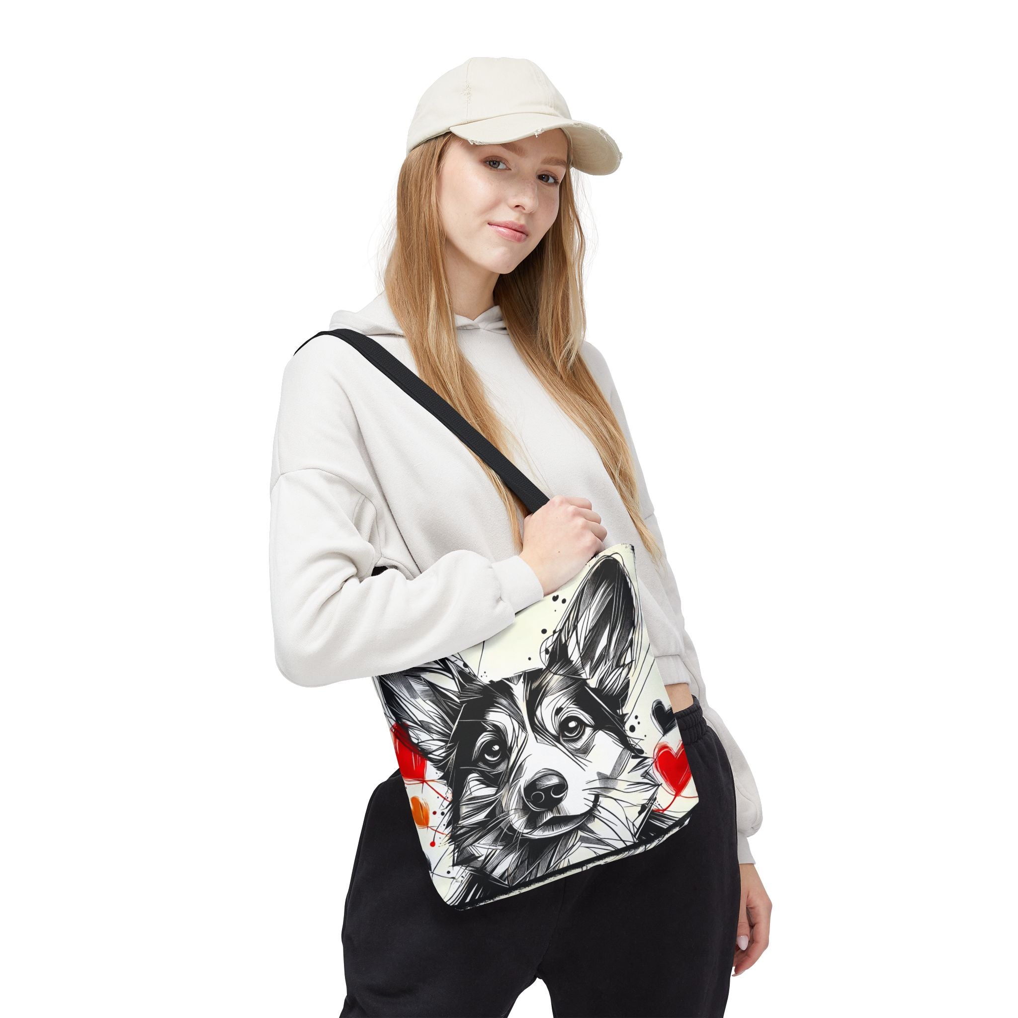 Pembroke Welsh Corgi Tote Bag | Bold Heart Sketch Dog Lover Gift