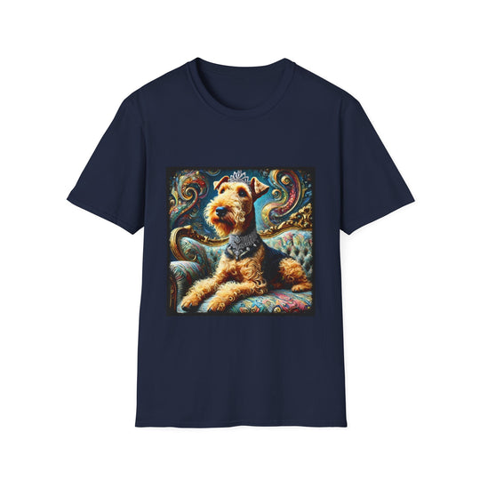 Airedale Terrier Ethereal Swirl design dog lover unisex t-shirt in navy