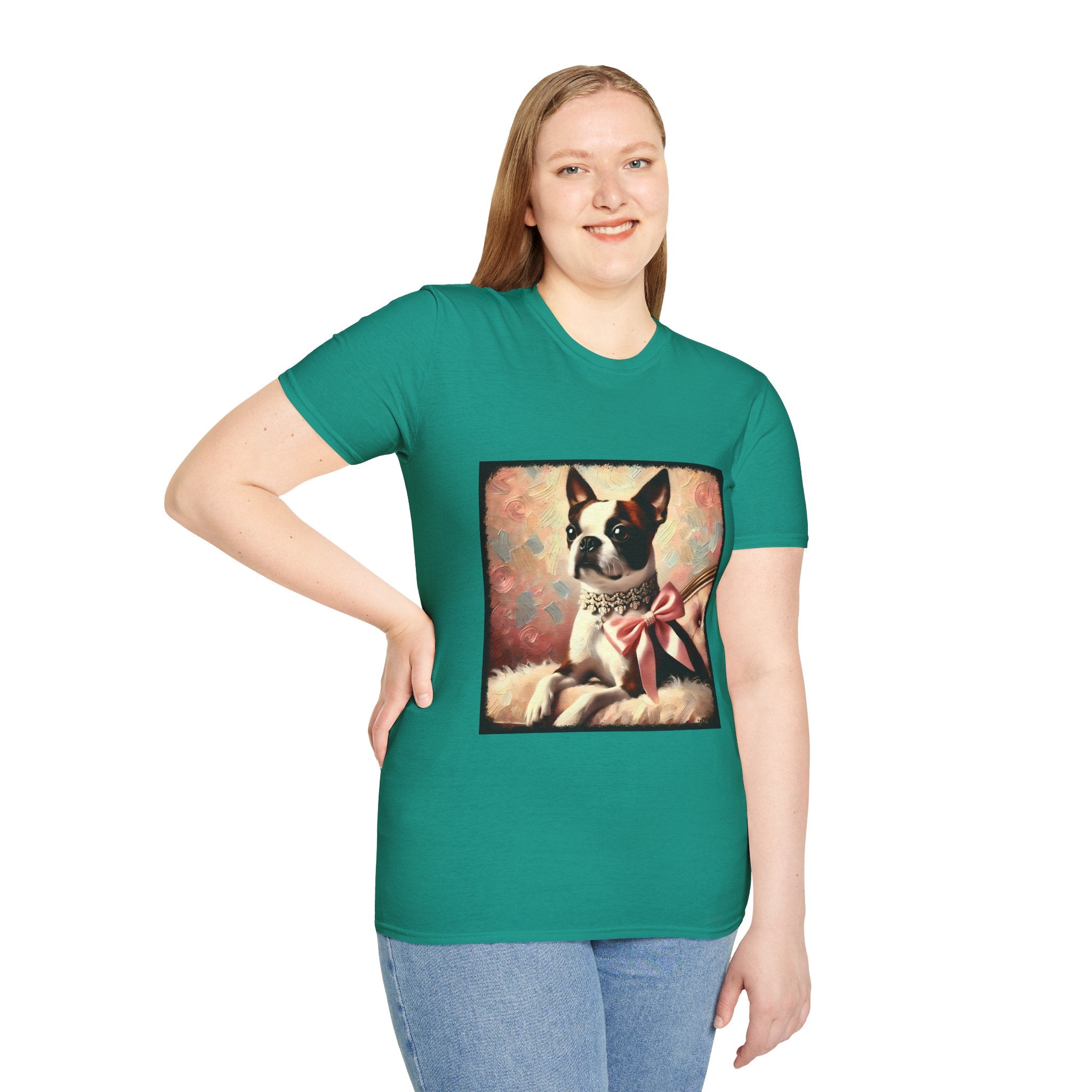 Boston Terrier Pink Bow Classic | Unisex Dog T-Shirt