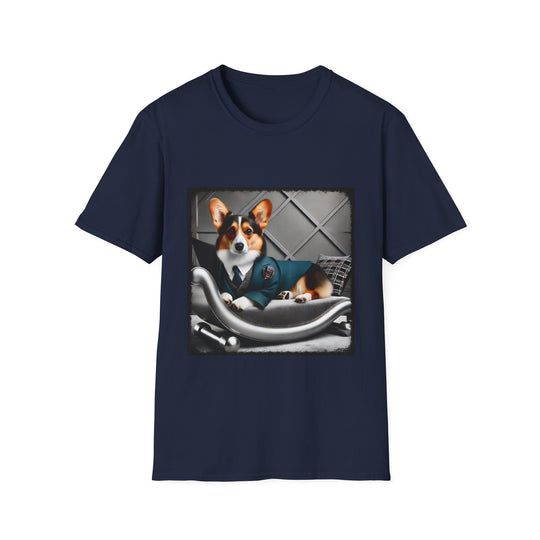 Pembroke Welsh Corgi Chic Chap design dog lover unisex t-shirt in navy