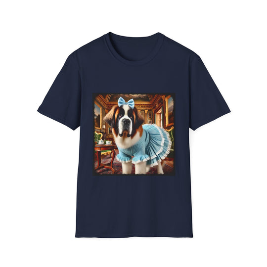 Saint Bernard Pampered Pup design dog lover unisex t-shirt in navy