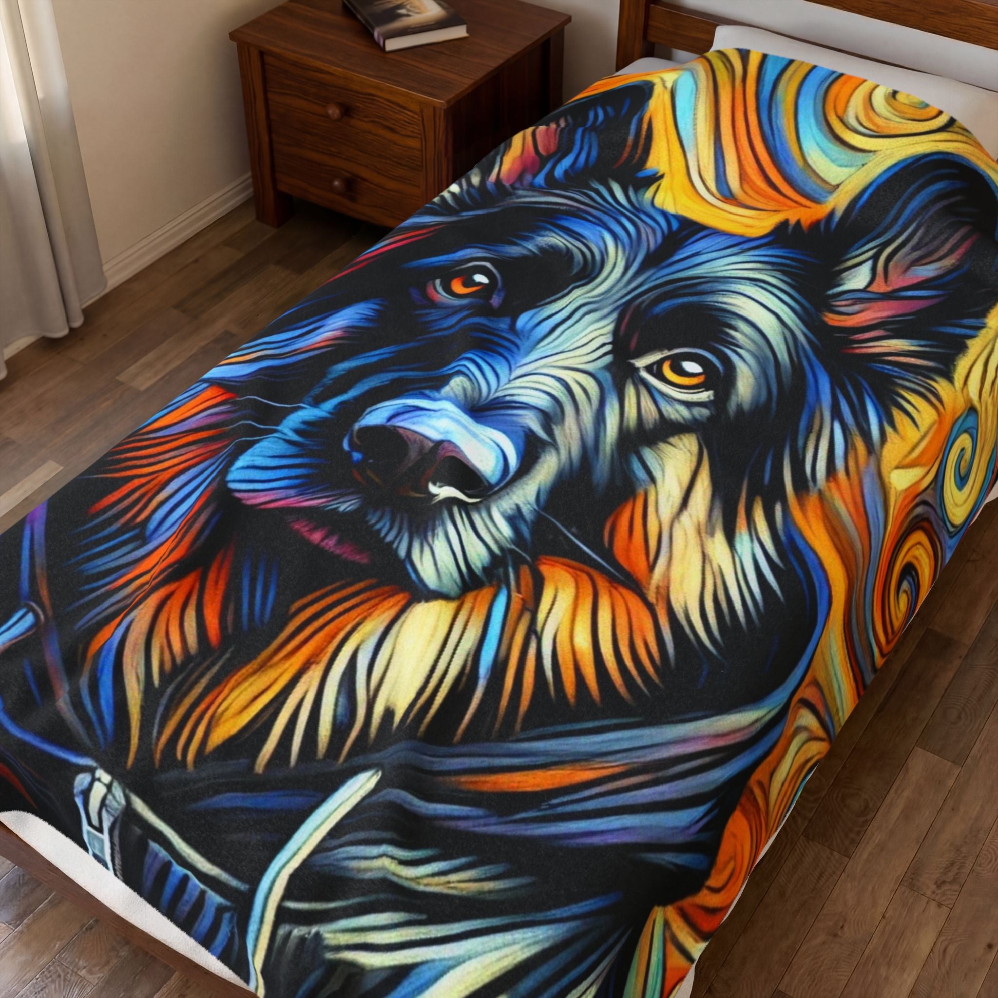 German Shepherd velveteen plush blanket featuring the "Hoodie Swirl II" design with modern hoodie-inspired swirl artwork for German Shepherd lovers.
