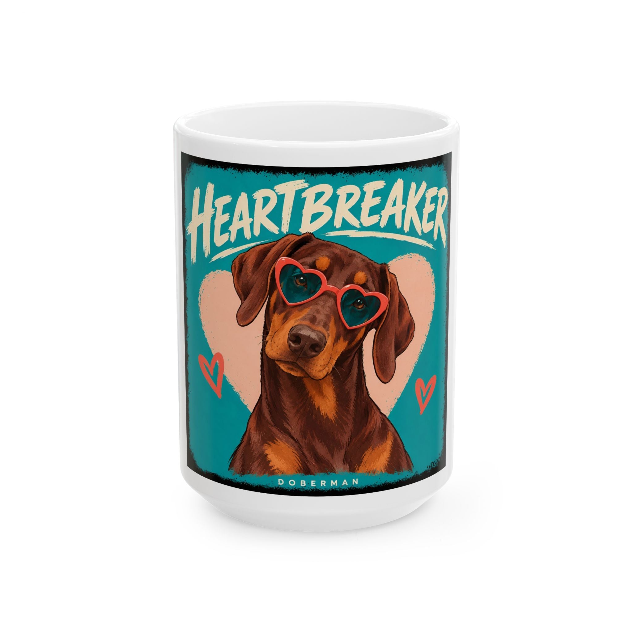 Red Doberman Pinscher Ceramic Mug | Heartbreaker Dog Lover Gift