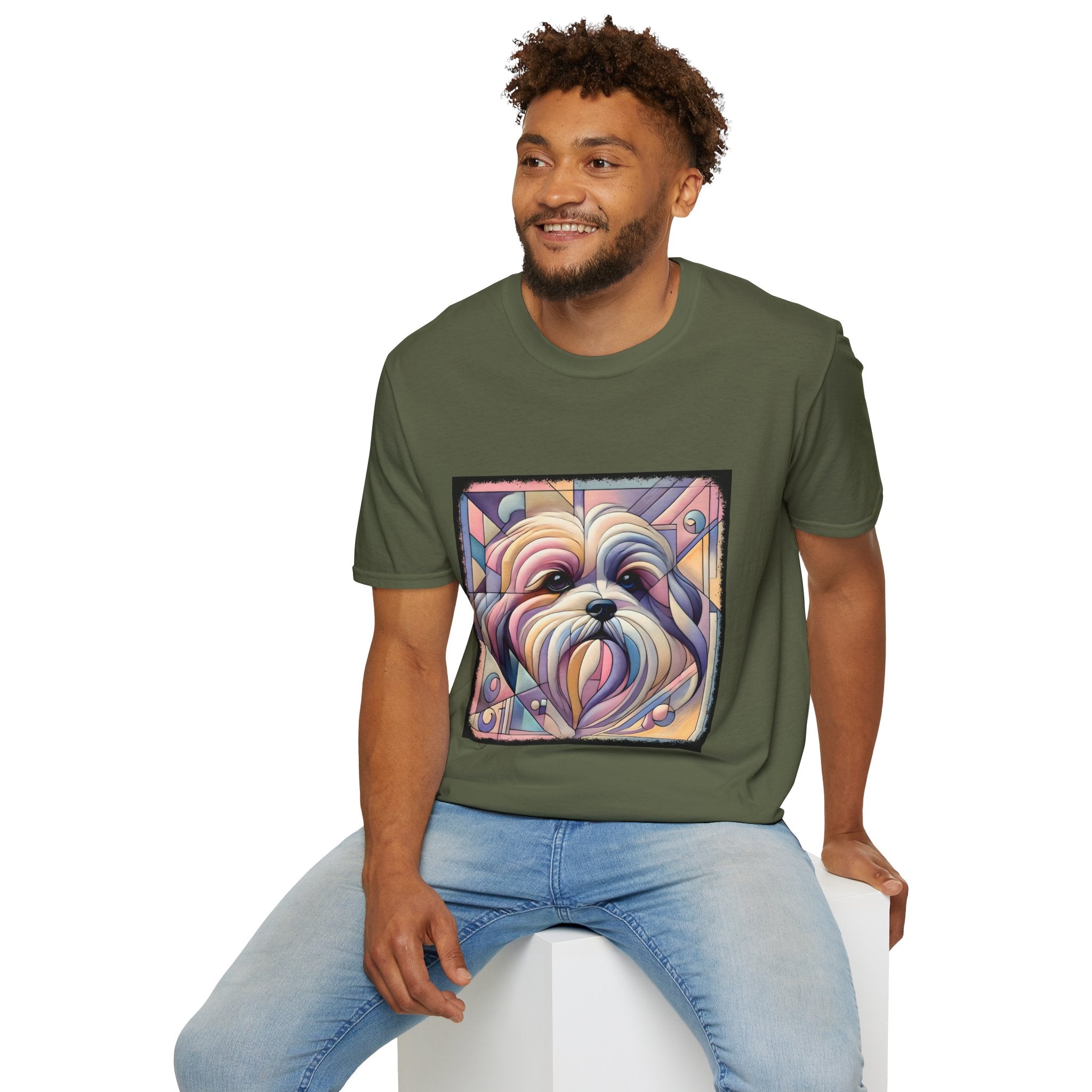 Lhasa Apso Pastel Geometric | Unisex Dog T-Shirt