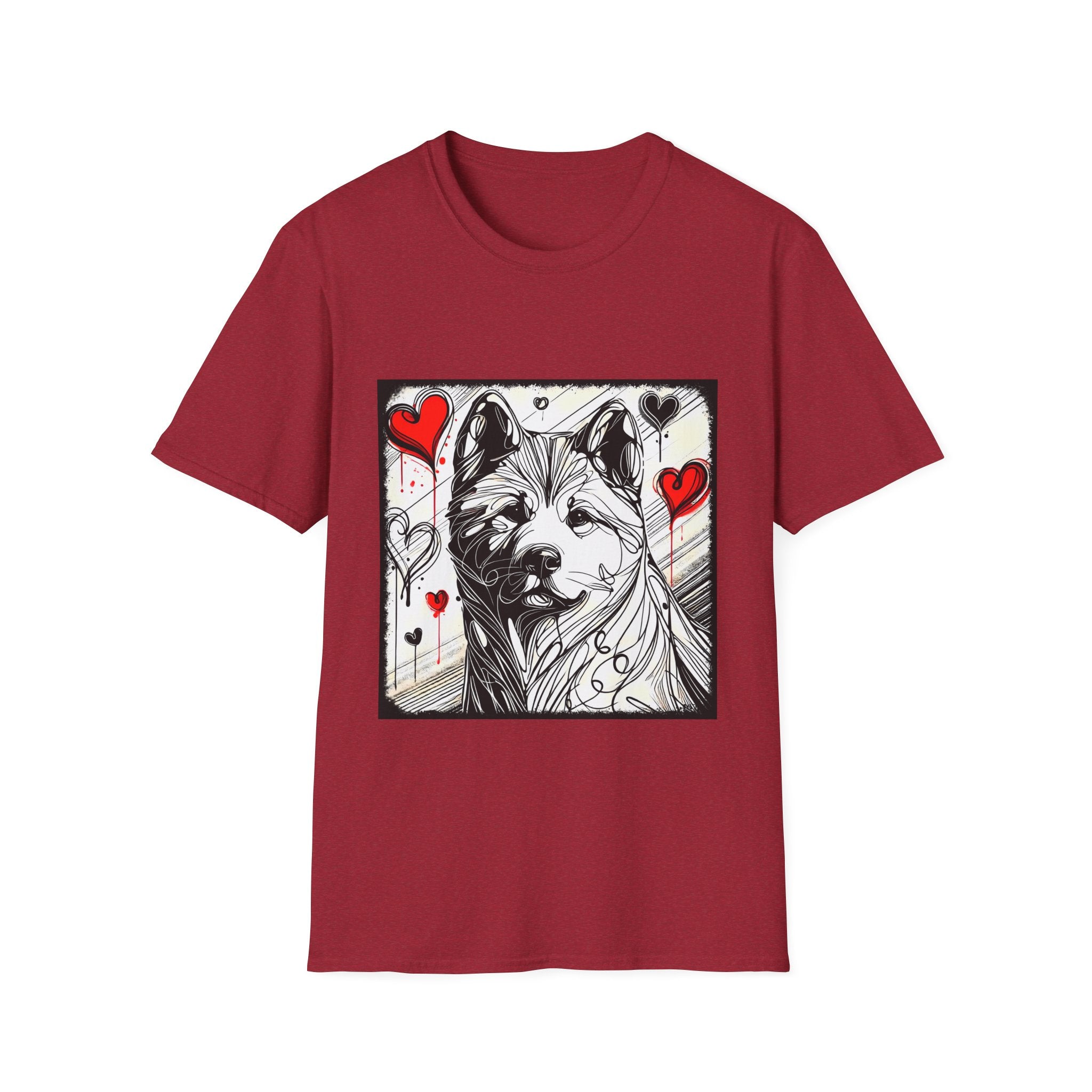 Akita Shirt | Bold Heart Sketch Dog Lover Tee