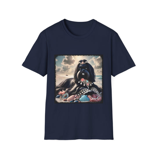 Shih Tzu Shell Chic design dog lover unisex t-shirt in navy