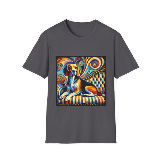 Beagle Vivid Sun Swirl design dog lover unisex t-shirt in charcoal