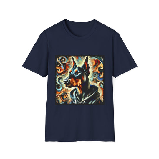 Doberman Pinscher Rugged Swirl design dog lover unisex t-shirt in navy