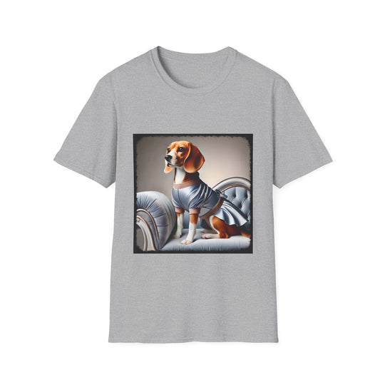 Beagle Satin Seductress design dog lover unisex t-shirt in sport grey