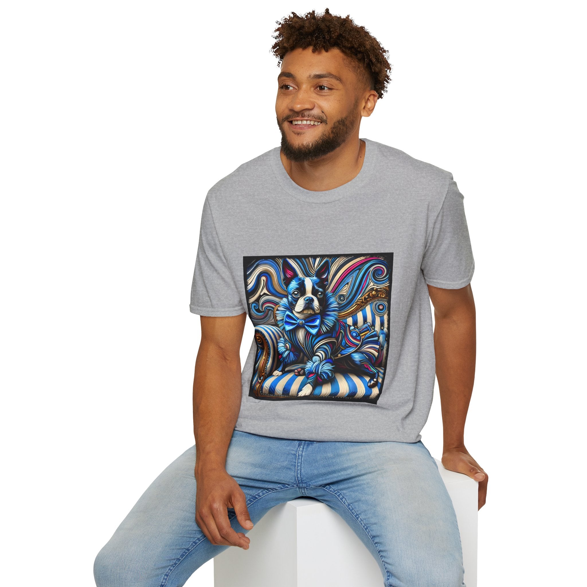 Boston Terrier Blue Rocker | Unisex Dog T-Shirt