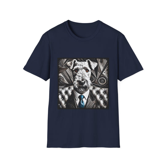 Airedale Terrier B&W Bold Eyes design dog lover unisex t-shirt in navy