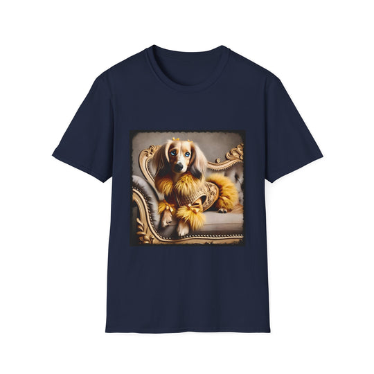 Dachshund Golden Doll design dog lover unisex t-shirt in navy