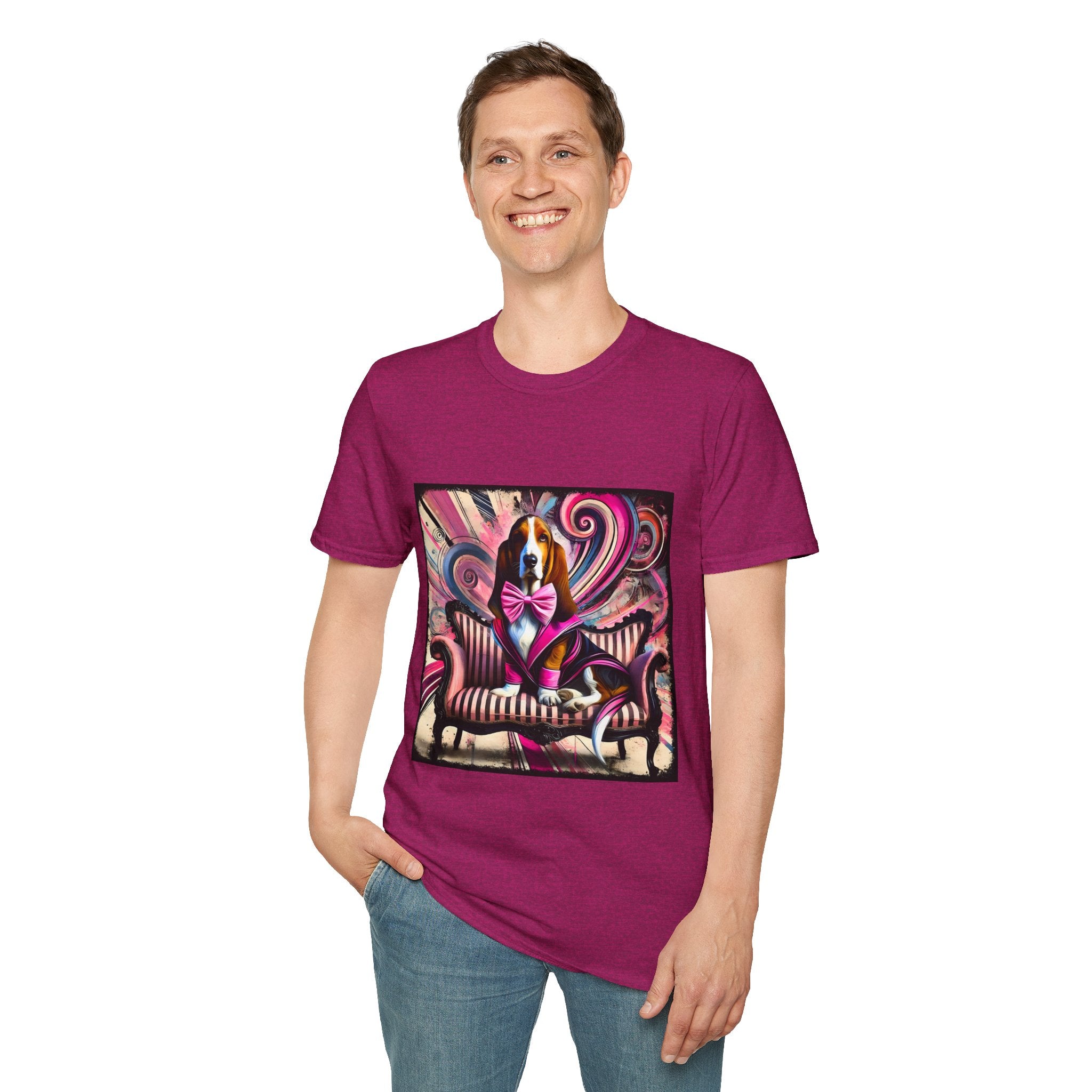 Basset Hound Pink Swirl Bold | Unisex Dog T-Shirt