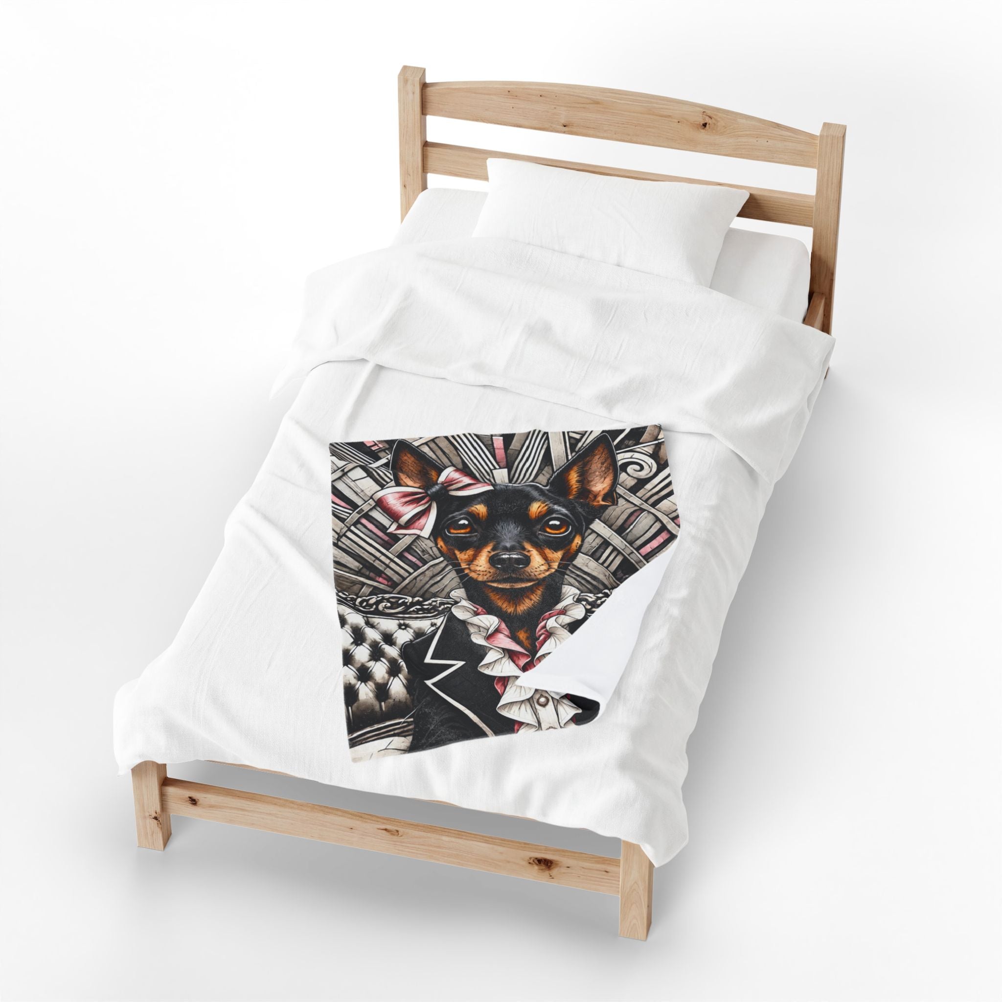 Miniature Pinscher Blanket | Pink Bow Socialite Dog Lover Gift