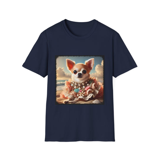 Chihuahua Beach Babe design dog lover unisex t-shirt in navy
