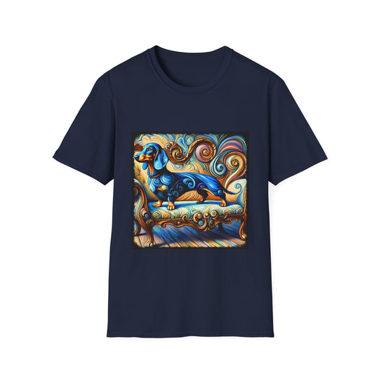 Dachshund Blue Dream Swirl Unisex Dog T-Shirt unisex t-shirt in navy