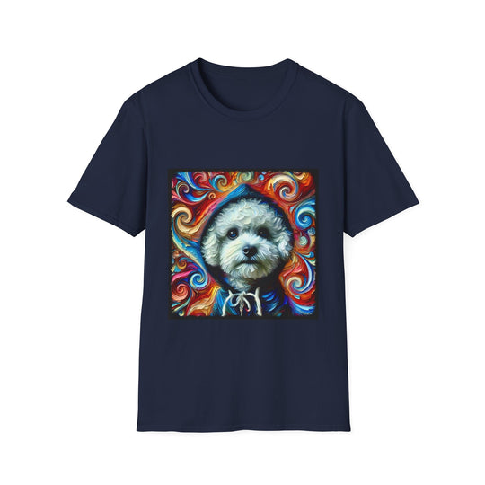Bichon Frise Street Swirl design dog lover unisex t-shirt in navy