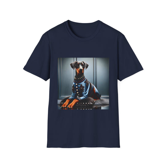 Doberman Pinscher Blue Belle design dog lover unisex t-shirt in navy