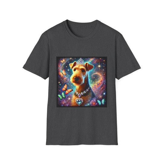 Airedale Terrier Diamond Cosmic Classic design dog lover unisex t-shirt in dark heather