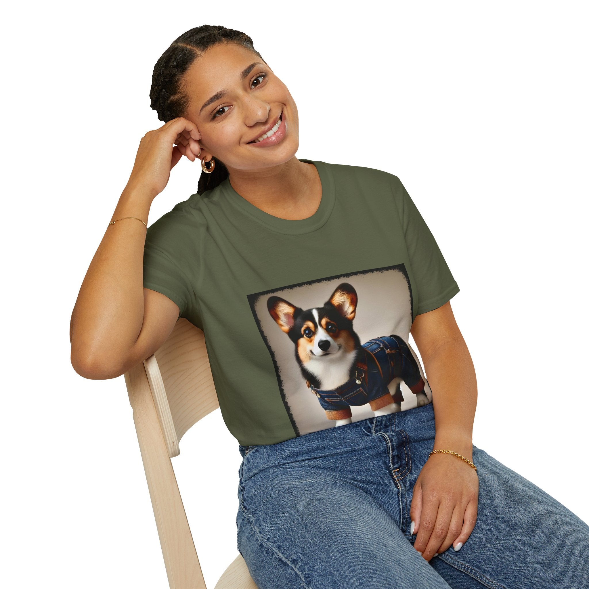 Pembroke Welsh Corgi Denim Doll | Unisex Dog T-Shirt